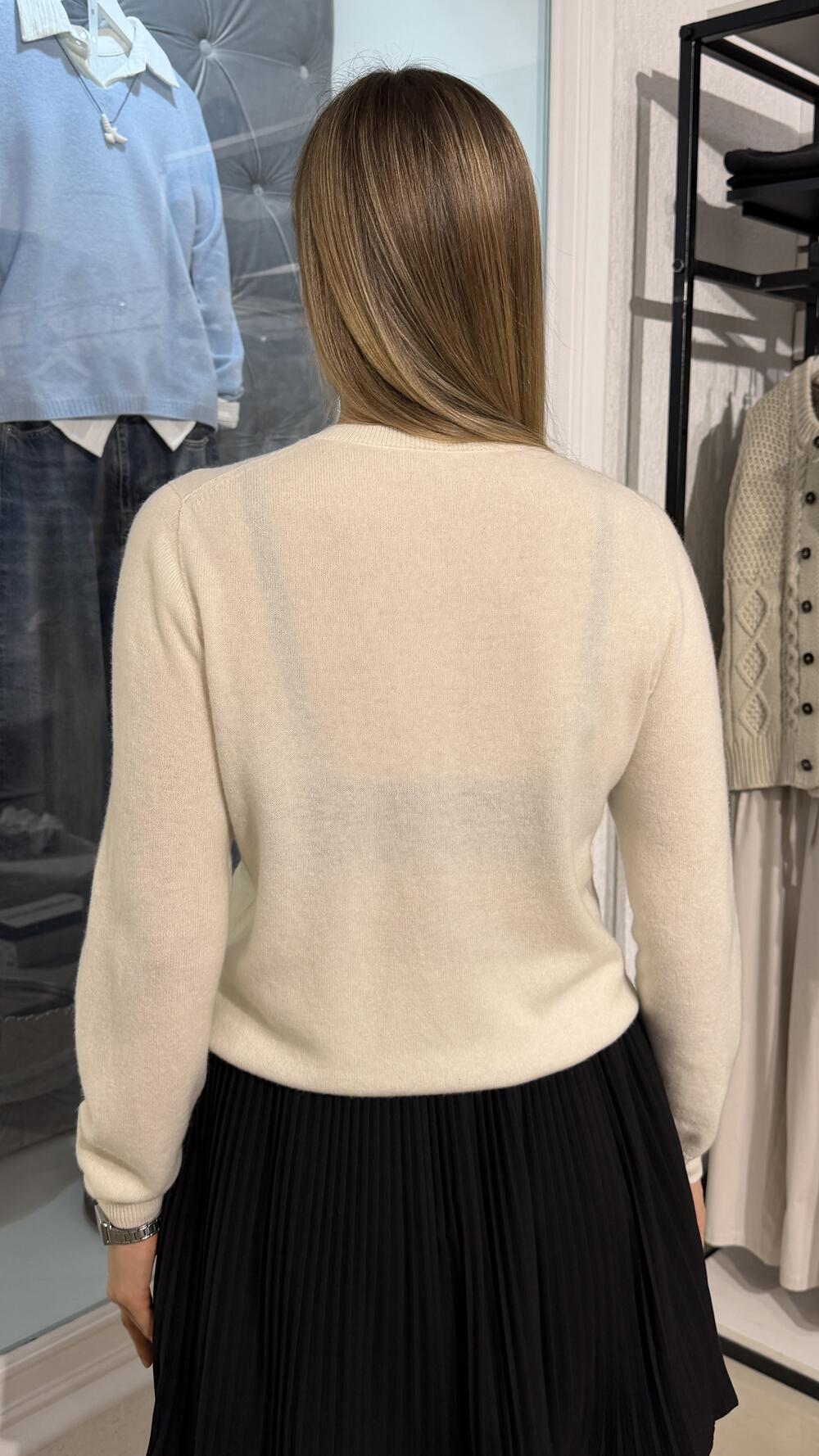 Кардиган з мілкими ґудзиками, гладкий Молочний, Oversize