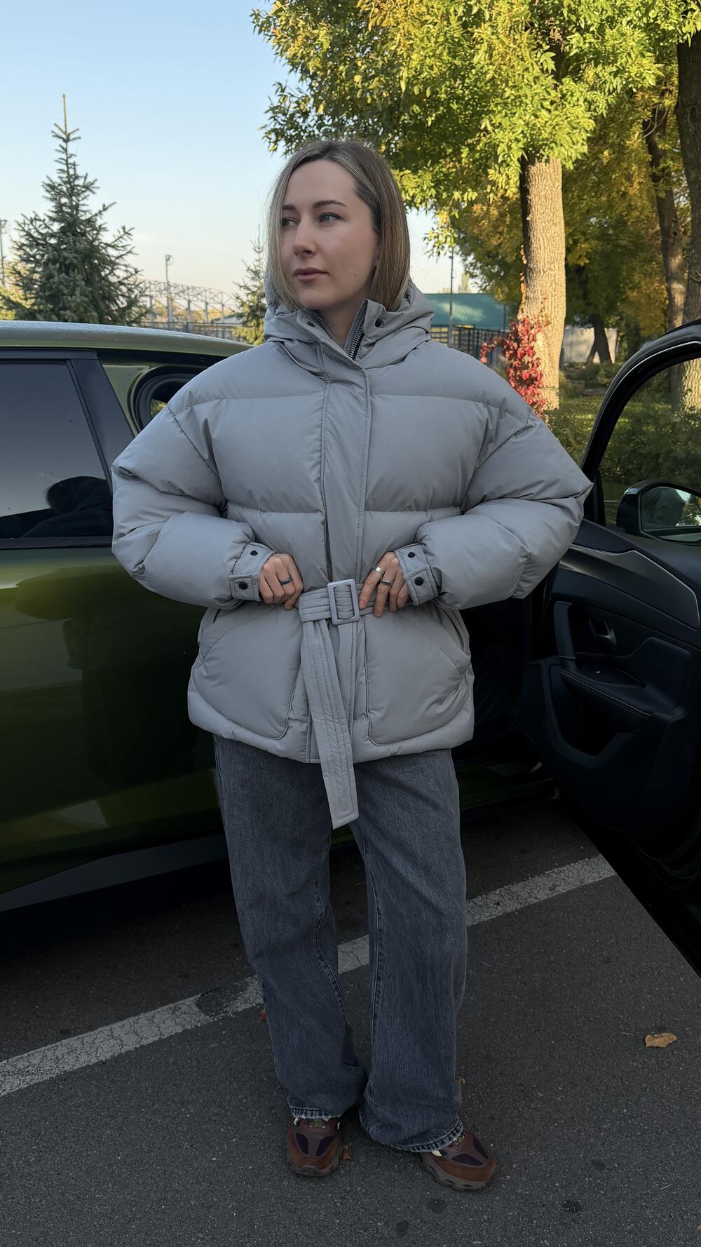 Куртка зимова Julia з поясом Alisaline Сірий, S