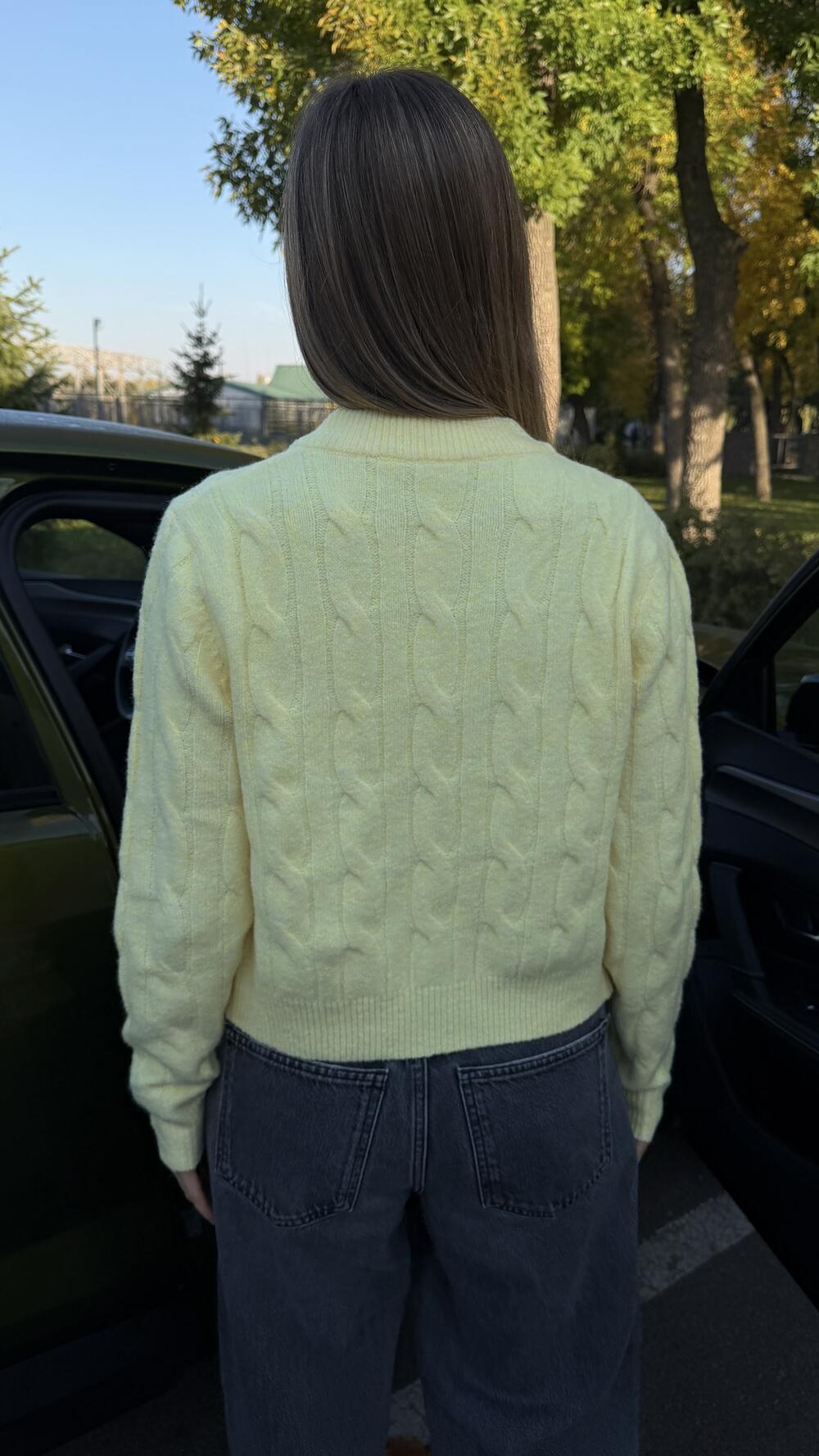 Короткий кардиган з оленем Жовтий, S/M
