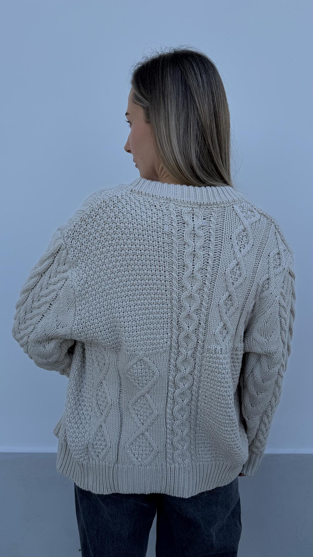 Кардиган в коси на ґудзиках Тауп, S/M