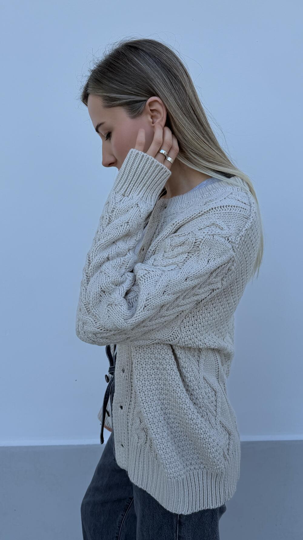 Кардиган в коси на ґудзиках Тауп, S/M
