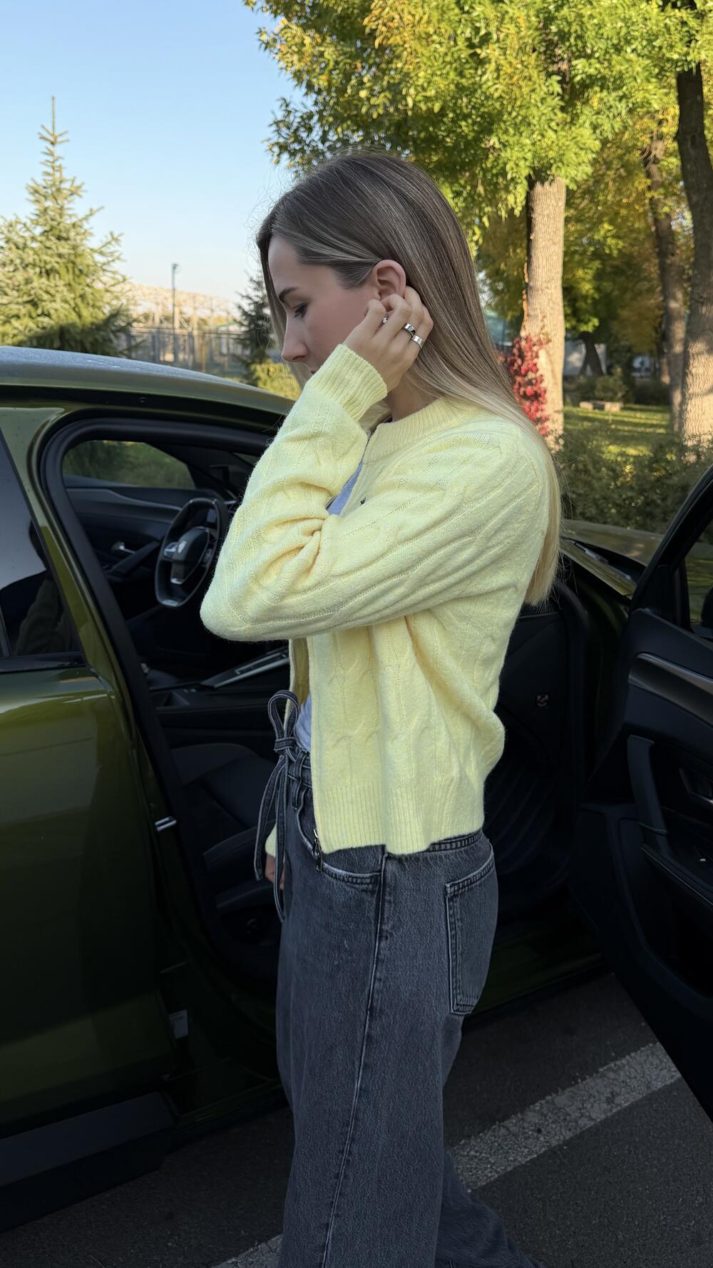 Короткий кардиган з оленем Жовтий, S/M